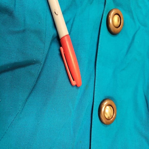 Julian Taylor New York Dress Size 10 Blue Teal Button Front Career Work - Picture 10 of 16